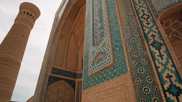 Medieval oriental architecture, central Asia. Bukhara, Uzbekistan.The Islamic religious complex Po-i-Kalyan or Poi Kalyan - The Kalyan minaret and Kalyan Mosque. Popular travel destination