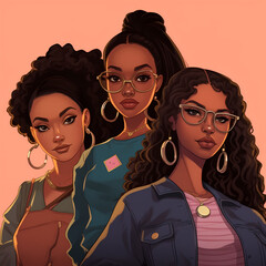 Friendship girls, group of girls, black friendship