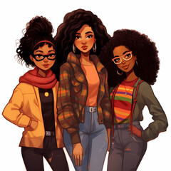 Friendship girls, group of girls, black friendship