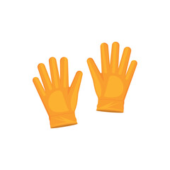 Gardening flat yellow gloves for work isolated on white background vector illustration. Farming hand protection, gloves safety