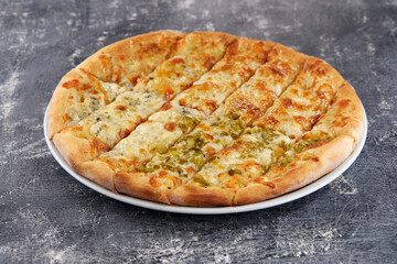 tasty pizza on the dark background
