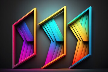 Multicolored arrows on dark background in frames