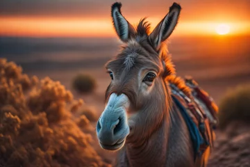 Muurstickers portrait of a donkey © Beth