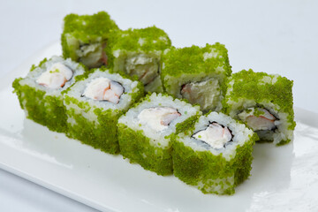 tasty sushi on the white