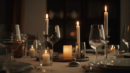 glasses of wine candle light dinner created with generative ai