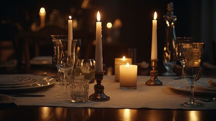 Obraz na płótnie Canvas candles on the table created with generative ai