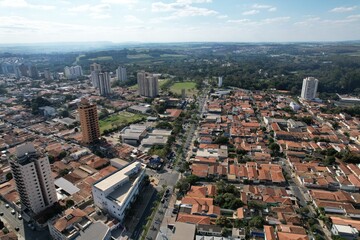 Fototapeta na wymiar Piracicaba city, Brazil, panorama aerial view august 2023