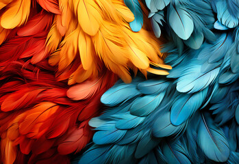 a beautiful blue and yellow feather wallpaper - obrazy, fototapety, plakaty