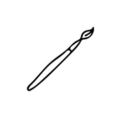 Paint brush. Cartoon paint brush in doodle scribble style. Hand drawn line art brush (Full Vector) 