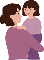 Portrait young woman holding her daughter vector illustration 