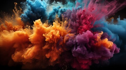 explosion of colored powder, clouds of colorful dust, Bright color.