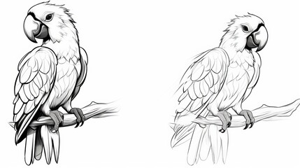 Naklejka premium coloring book for children with birds, coloring with felt-tip pens and pencils on the theme of ornithology. The development of fine motor skills in children. Generative AI