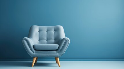 Obraz premium Blue armchair on blue background
