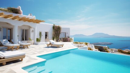 Santorini, Greece. Luxury villa with swimming pool,
