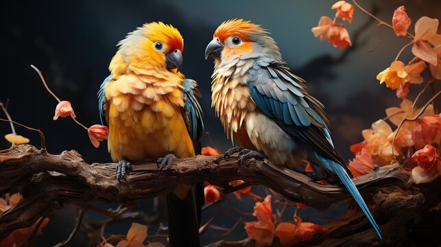 love birds on a branch.