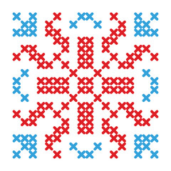 Folk pattern cross stitch snowflake or flower