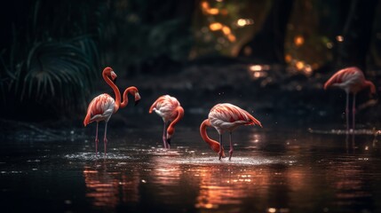 Stunning Flamingo: A Mesmerizing Bird in Its Natural Habitat, Embracing Vibrant Colors and Graceful Posture!, generative AI
