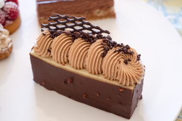 Individual coffee cream cake,