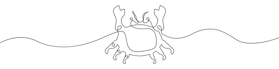 Crab icon line continuous drawing vector. One line Arthropod crab icon vector background. Sea crab icon. Continuous outline of a Cartoon crab icon.
