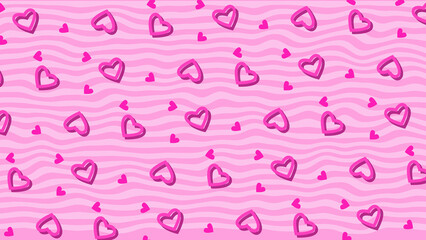 Love Pink Patterns background in pink and white colors with hearts. Perfect for Valentine's Day, baby, beauty, fantasy, magical, princess videos.