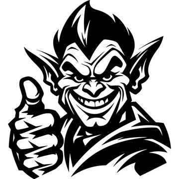 recommend clip art: Goblin thumbs up black silhouette logo vector