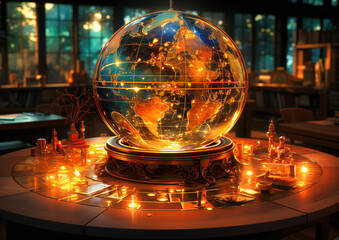 a globe that contains a dark network