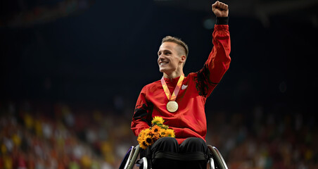 Paralympic Athlete At The Starting Block On A Track, With Copy Space ...