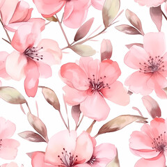 Watercolor flowers, pastel color, seamless tile pattern