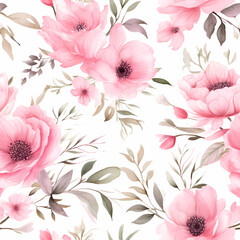 Watercolor flowers, pastel color, seamless tile pattern