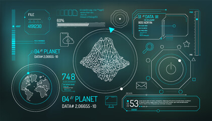 Set of infographic elements about the study of the planet Earth.
