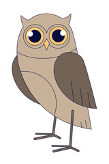 Cute owl illustration isolated on white background. Forest night bird. 