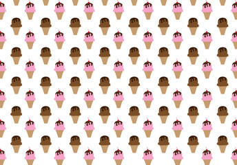 Ice Cream Pattern on White Background