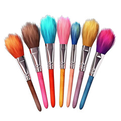 Fototapeta premium Colourful paint brushes with vibrant paint isolated on a transparent background