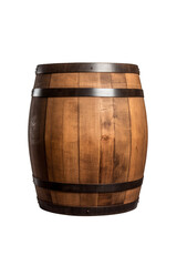 Old wooden oak barrel isolated on a transparent background