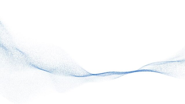 Abstract blue dotted waves loop slow motion on clean white background. 