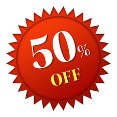 label 50% off on transparent background