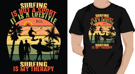 Surfing is not a sport, it&rsquo;s a lifestyle-summer beach surfing vacation Retro vintage vector graphics art illustration, typography, badge, logo, bike rider shirt, print t-shirt design poster