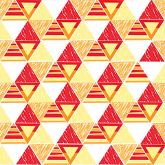 seamless geometric pattern with triangles in yellow and red colors