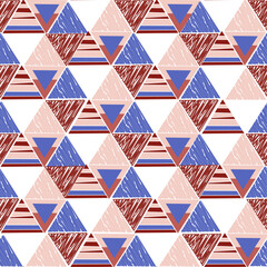 seamless geometric pattern with triangles in blue and pink