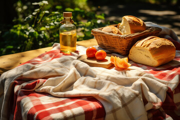 napkins spread out on a picnic blanket, ready for a relaxing outdoor meal Generative AI