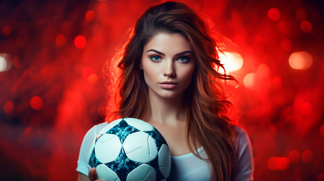 image of an attractive girl as a soccer fan, sports fans, Generative AI
