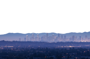 skyline with a range a mountains in the horizon. transparent isolated PNG file. 
