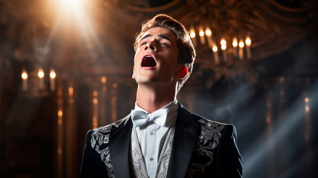 image of male singing in opera, Generative AI 