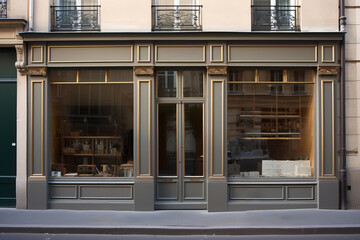Vintage charming storefront with wood carpentry and an elegant retro feel, generative AI