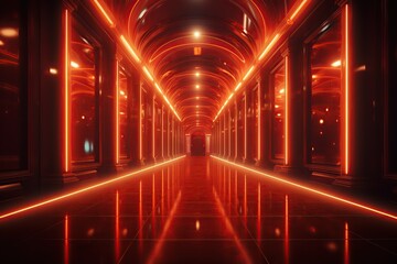 Futuristic hallway. Ai art