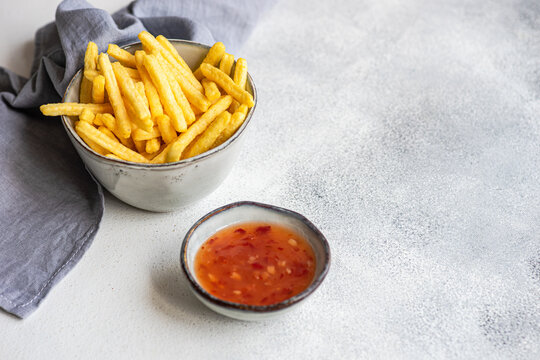 French fries and sour sweet sauce