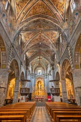  BELLANO, ITALY - JULY 20, 2022: The nave of church Chiesa dei santi Nazareo e Celso with the renaissance ceiling fresco from year (1530). © Renáta Sedmáková