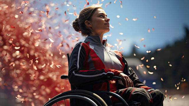Paralympian in a wheelchair during the competition. Inclusive sport for people with special needs