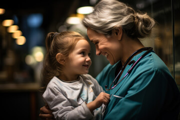 doctor pediatrician communicates with a girl. generative ai