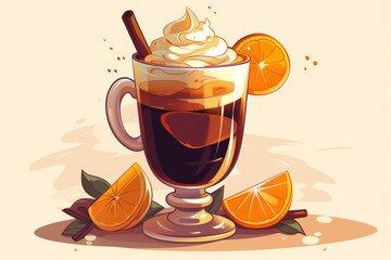 Mulled Wine with Whipped Cream and a Dusting of Warmth. AI generated